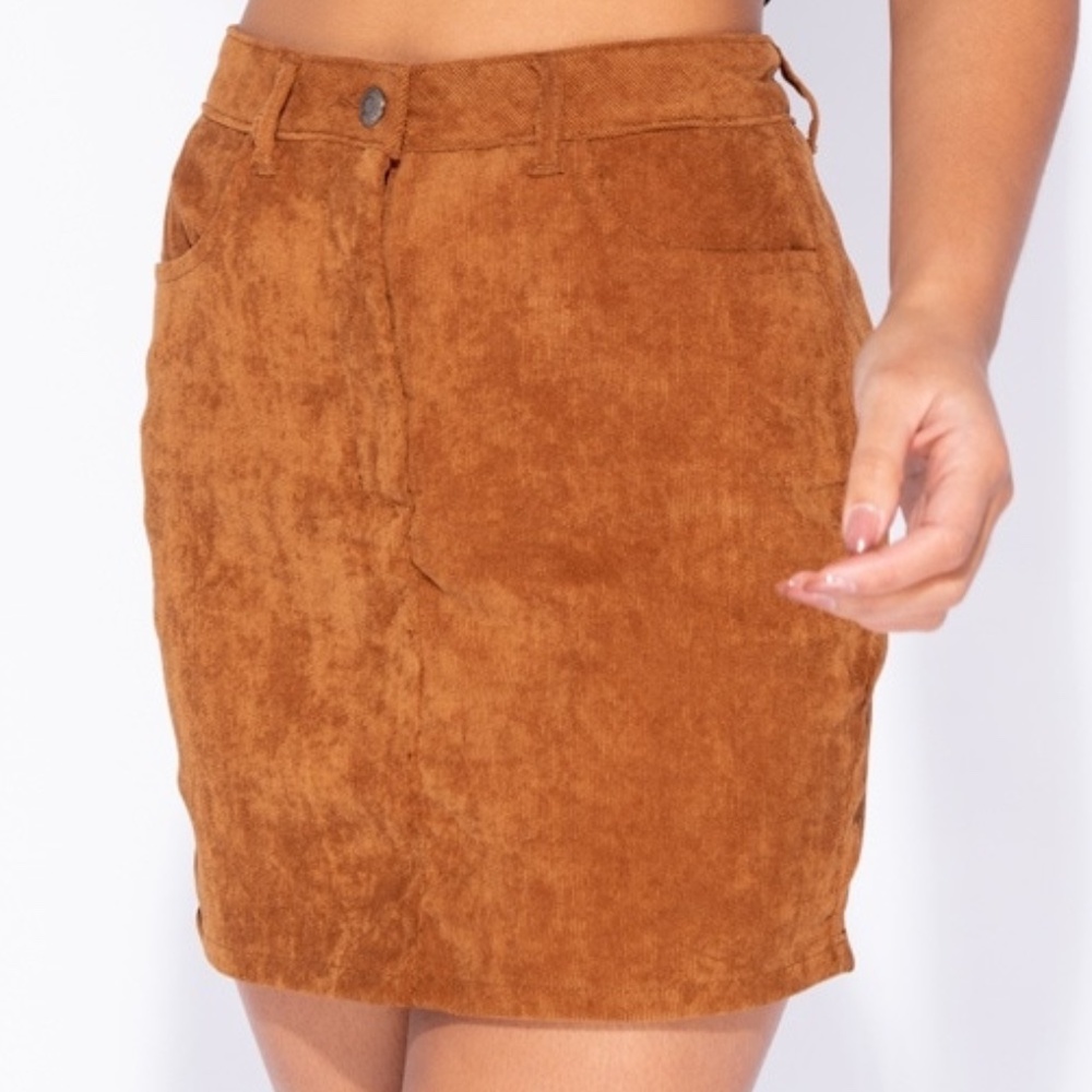 NWT Brown Corduroy Mini Skirt - Picture 4 of 5